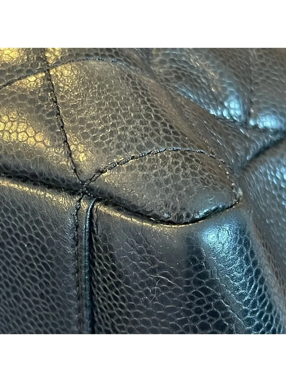 CHANEL Black Quilted Caviar Leather Tote with Interlocking CC